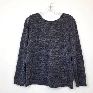 J. Jill  Gray Long Sleeve Rear V NecK Twisted Knot Detail Top, Size Large, GUC